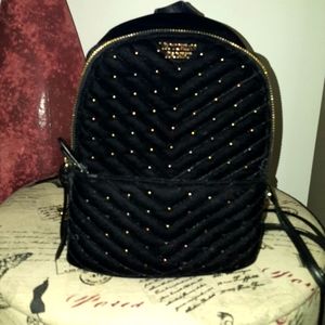 Black suede gold studs & chain VS mini backpack
